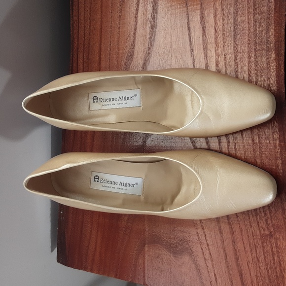 Etienne Aigner Gold Metallic Leather Heels Pumps Size 9.5 - Picture 3 of 8